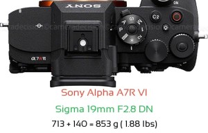 Sony A7R VI with Sigma 19mm F2.8 DN Lens Size
