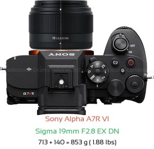 Sony A7R VI with Sigma 19mm F2.8 EX DN Lens Size