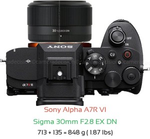 Sony A7R VI with Sigma 30mm F2.8 EX DN Lens Size