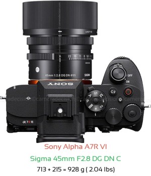 Sony A7R VI with Sigma 45mm F2.8 DG DN C Lens Size