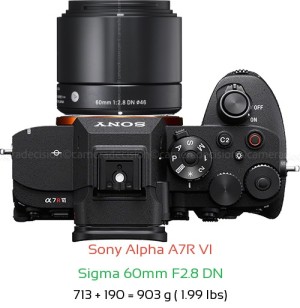 Sony A7R VI with Sigma 60mm F2.8 DN Lens Size