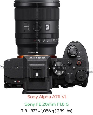 Sony A7R VI with Sony FE 20mm F1.8 G Lens Size