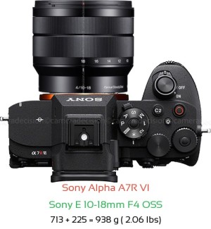 Sony A7R VI with Sony E 10-18mm F4 OSS Lens Size