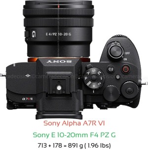 Sony A7R VI with Sony E 10-20mm F4 PZ G Lens Size
