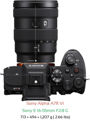 Sony A7R VI with Sony E 16-55mm F2.8 G Lens Size
