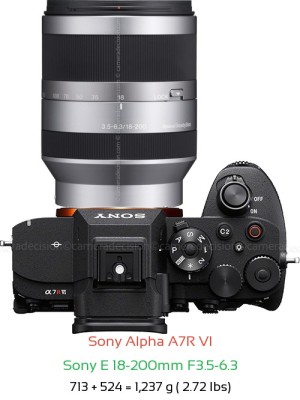 Sony A7R VI with Sony E 18-200mm F3.5-6.3 Lens Size