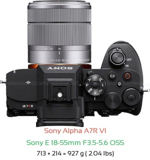 Sony A7R VI with Sony E 18-55mm F3.5-5.6 OSS Lens Size