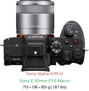 Sony A7R VI with Sony E 30mm F3.5 Macro Lens Size