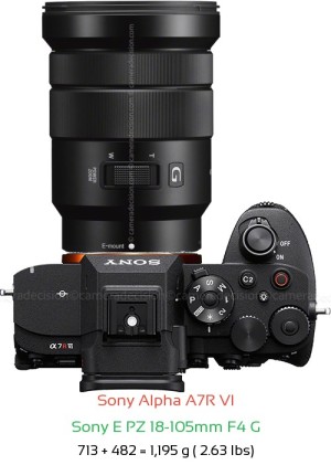 Sony A7R VI with Sony E PZ 18-105mm F4 G Lens Size
