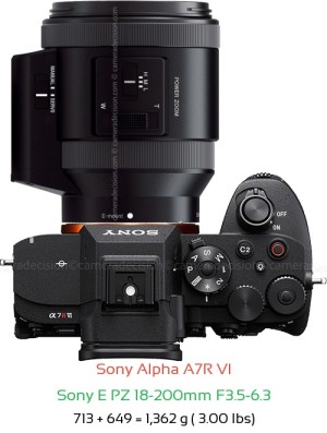 Sony A7R VI with Sony E PZ 18-200mm F3.5-6.3 Lens Size