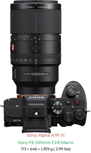 Sony A7R VI with Sony FE 100mm F2.8 Macro Lens Size