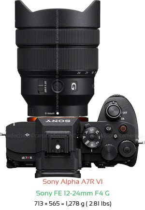 Sony A7R VI with Sony FE 12-24mm F4 G Lens Size