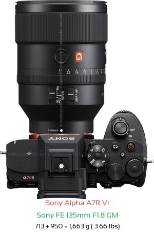 Sony A7R VI with Sony FE 135mm F1.8 GM Lens Size