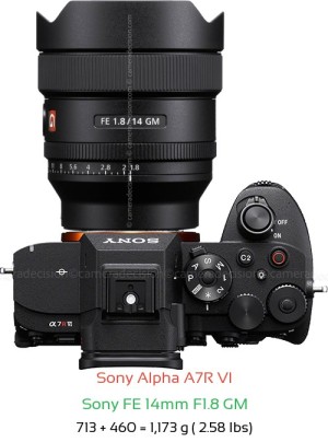 Sony A7R VI with Sony FE 14mm F1.8 GM Lens Size