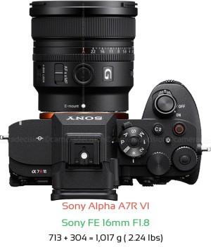 Sony A7R VI with Sony FE 16mm F1.8 Lens Size