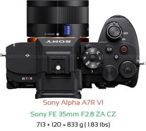 Sony A7R VI with Sony FE 35mm F2.8 ZA CZ Lens Size