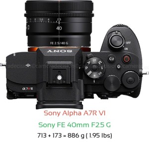 Sony A7R VI with Sony FE 40mm F2.5 G Lens Size