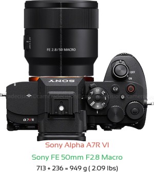 Sony A7R VI with Sony FE 50mm F2.8 Macro Lens Size