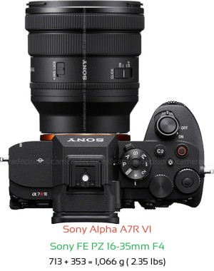Sony A7R VI with Sony FE PZ 16-35mm F4 Lens Size