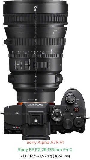 Sony A7R VI with Sony FE PZ 28-135mm F4 G Lens Size