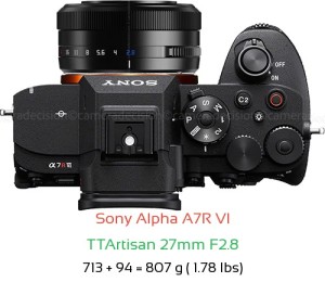 Sony A7R VI with TTArtisan 27mm F2.8 Lens Size