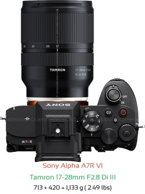 Sony A7R VI with Tamron 17-28mm F2.8 Di III Lens Size