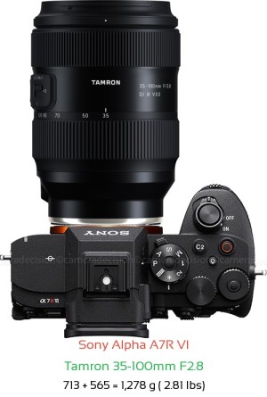 Sony A7R VI with Tamron 35-100mm F2.8 Lens Size