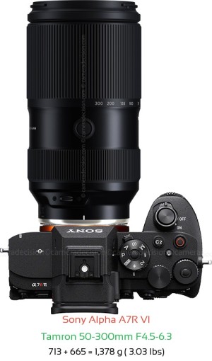 Sony A7R VI with Tamron 50-300mm F4.5-6.3 Lens Size
