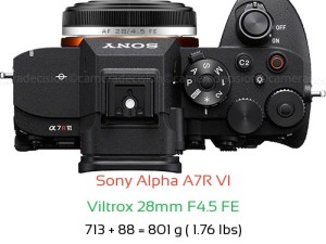 Sony A7R VI with Viltrox 28mm F4.5 FE Lens Size