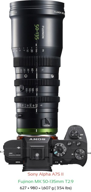 Sony A7S II with Fujinon MK 50-135mm T2.9 Lens Size