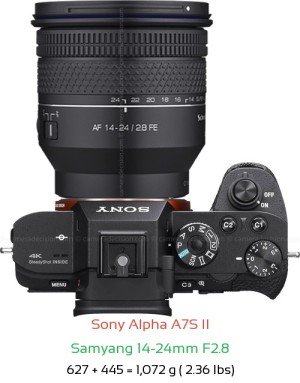 Sony A7S II with Samyang 14-24mm F2.8 Lens Size