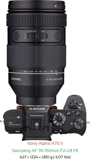 Sony A7S II with Samyang AF 35-150mm F2-2.8 FE Lens Size