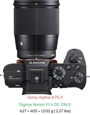 Sony A7S II with Sigma 16mm F1.4 DC DN E Lens Size