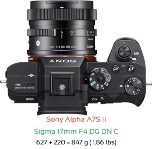 Sony A7S II with Sigma 17mm F4 DG DN C Lens Size