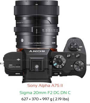 Sony A7S II with Sigma 20mm F2 DG DN C Lens Size
