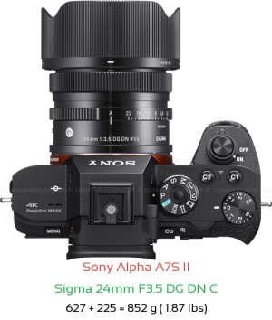 Sony A7S II with Sigma 24mm F3.5 DG DN C Lens Size