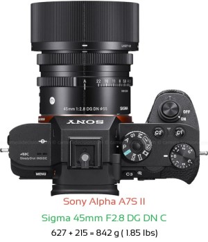 Sony A7S II with Sigma 45mm F2.8 DG DN C Lens Size