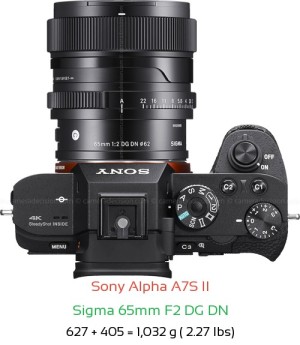 Sony A7S II with Sigma 65mm F2 DG DN Lens Size