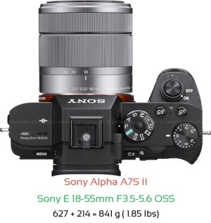 Sony A7S II with Sony E 18-55mm F3.5-5.6 OSS Lens Size