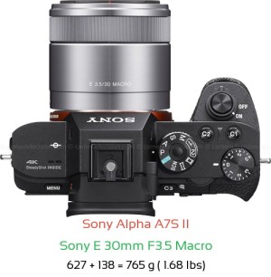 Sony A7S II with Sony E 30mm F3.5 Macro Lens Size