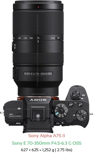 Sony A7S II with Sony E 70-350mm F4.5-6.3 G Lens Size