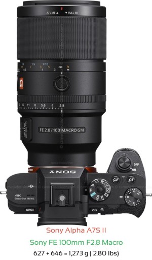 Sony A7S II with Sony FE 100mm F2.8 Macro Lens Size