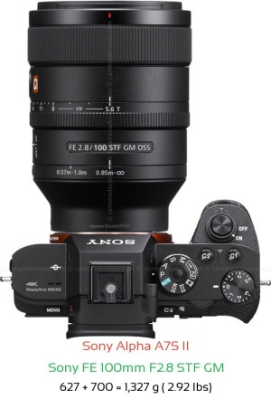 Sony A7S II with Sony FE 100mm F2.8 STF GM Lens Size