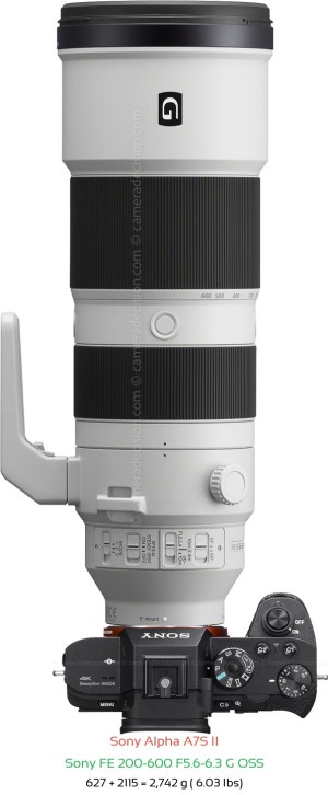 Sony A7S II with Sony FE 200-600 F5.6-6.3 Lens Size