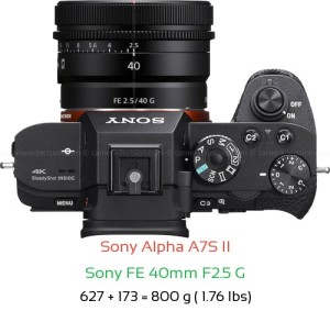 Sony A7S II with Sony FE 40mm F2.5 G Lens Size