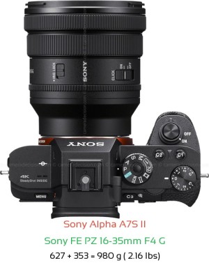 Sony A7S II with Sony FE PZ 16-35mm F4 Lens Size