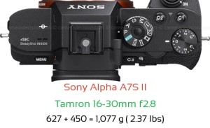 Sony A7S II with Tamron 16-30mm f2.8 Lens Size