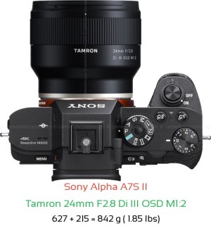 Sony A7S II with Tamron 24mm F2.8 Di III OSD M1:2 Lens Size