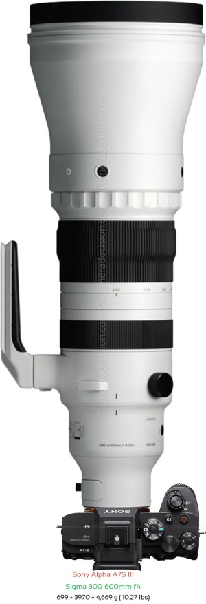Sony A7S III with Sigma 300-600mm f4 Lens Size