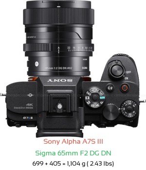 Sony A7S III with Sigma 65mm F2 DG DN Lens Size